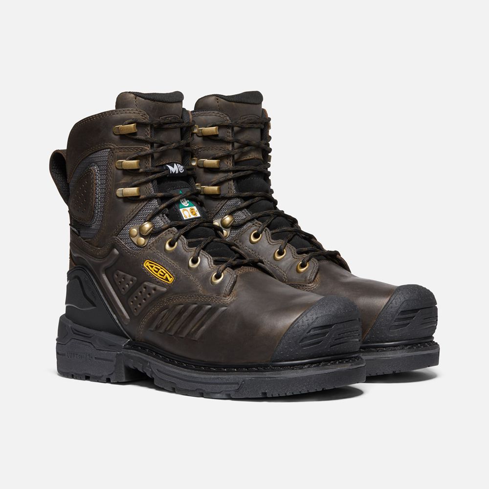 Keen Trekking Bot Erkek Siyah Kahverengi - Csa Philadelphia 8\" Internal Met Waterproof (Carbon-Fiber